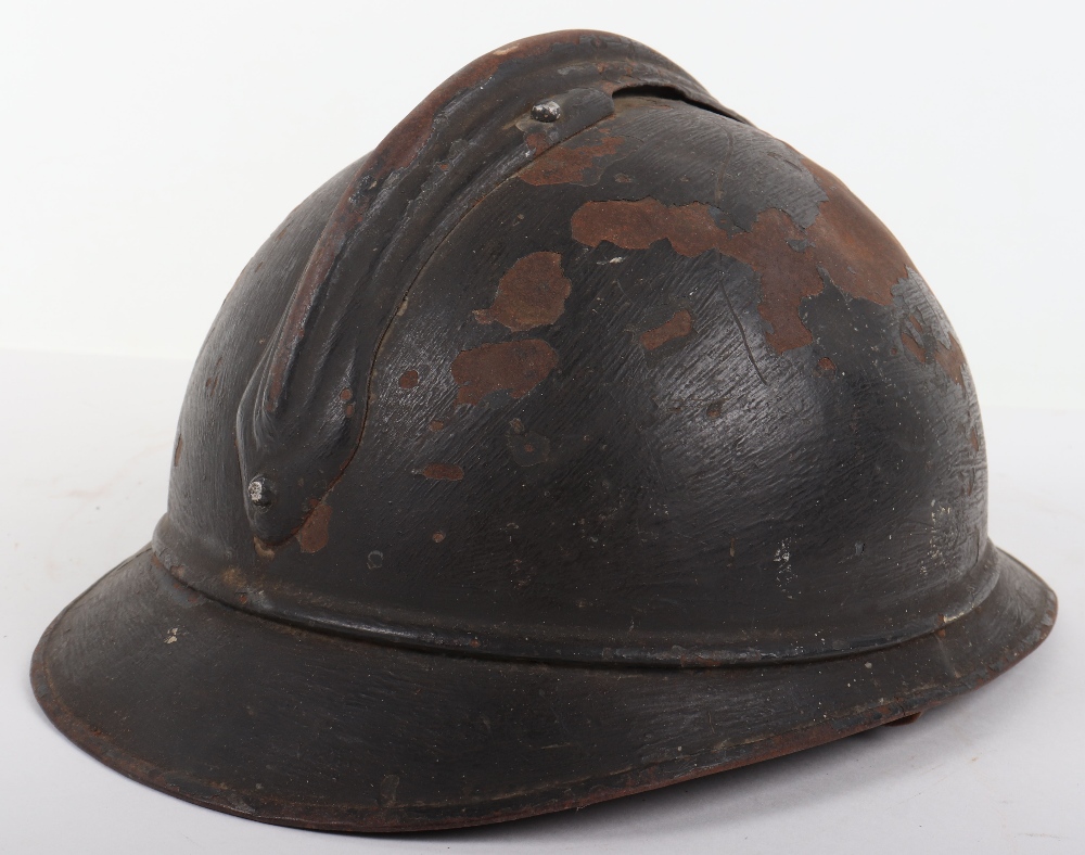 WW1 French Light Infantry (Chasseurs) Adrian Pattern Steel Helmet - Image 4 of 8