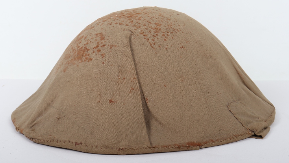 WW1 British Steel Helmet with Khaki Cloth Cover and Shoulder Strap - Image 4 of 11