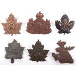 6x Canadian Mounted Rifles Regiments C.E.F Cap Badges