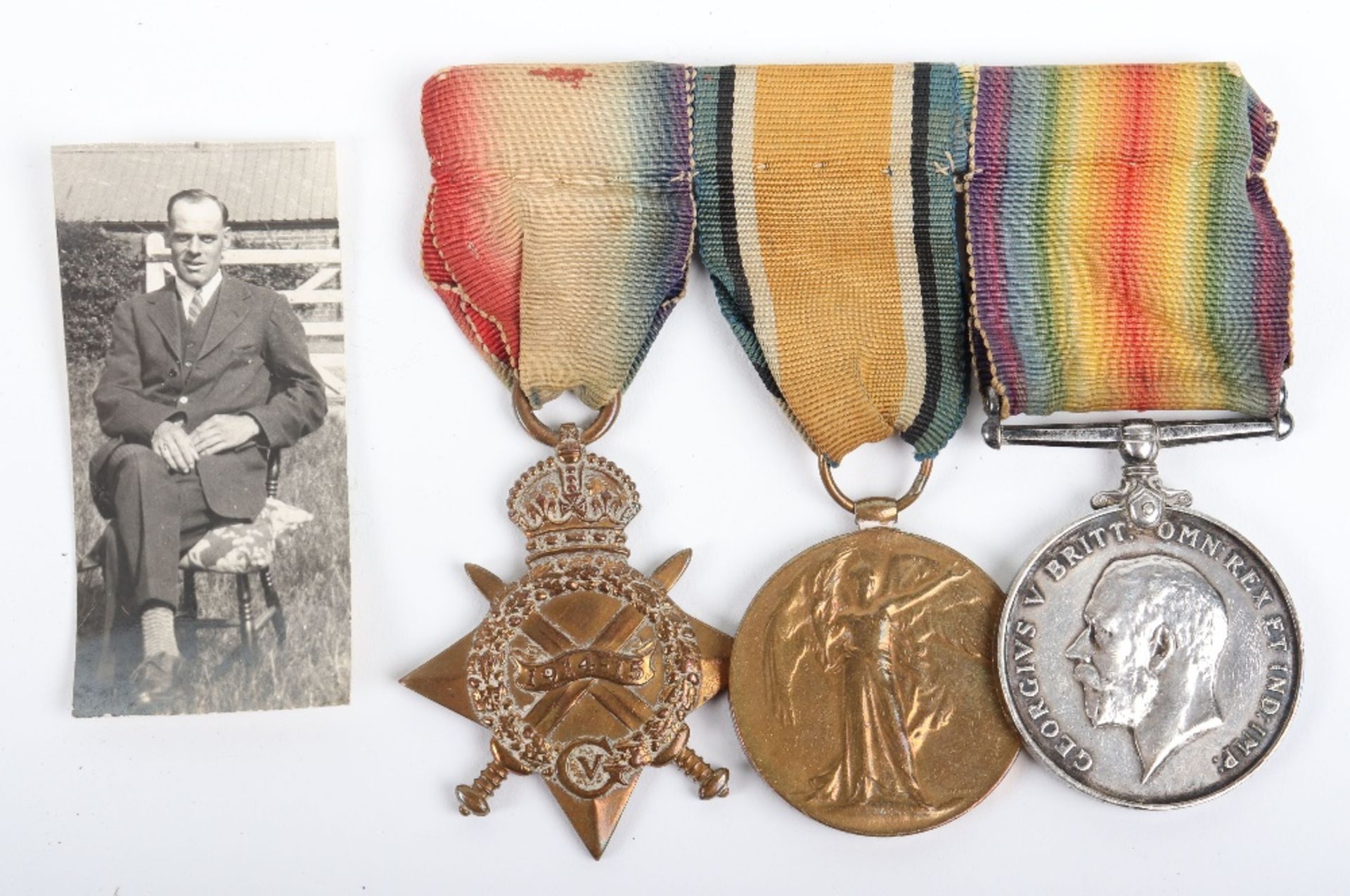 WW1 British 1914-15 Star Medal Trio Royal Sussex Regiment - Bild 2 aus 7