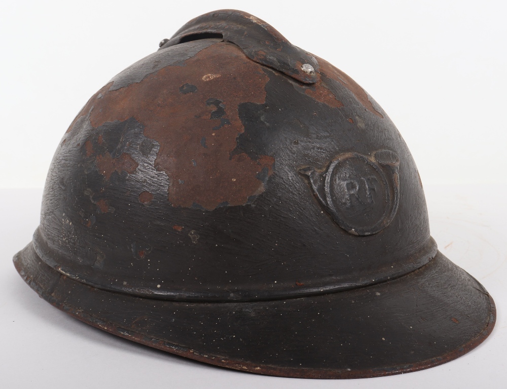 WW1 French Light Infantry (Chasseurs) Adrian Pattern Steel Helmet - Image 3 of 8