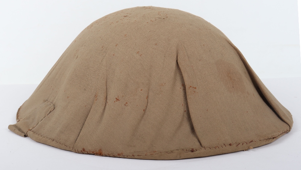 WW1 British Steel Helmet with Khaki Cloth Cover and Shoulder Strap - Image 3 of 11