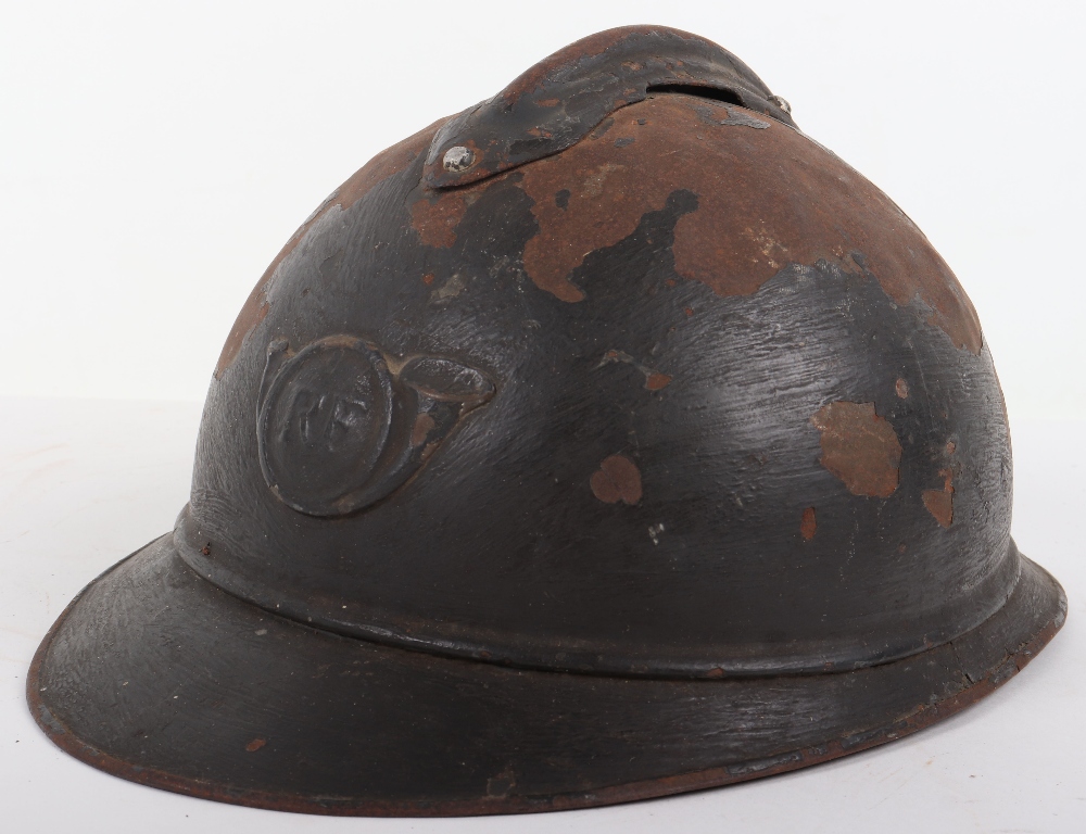 WW1 French Light Infantry (Chasseurs) Adrian Pattern Steel Helmet - Image 6 of 8