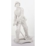 WW2 German Porcelain Statue of a Grenade Thrower in Combat by Karl Ens