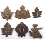 6x Canadian Mounted Rifles Regiments C.E.F Cap Badges