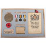 WW1 13th (Wirral) Battalion Cheshire Regiment 1916 Casualty Medal Trio & Plaque Group