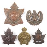 5x Canadian C.E.F Cap Badges