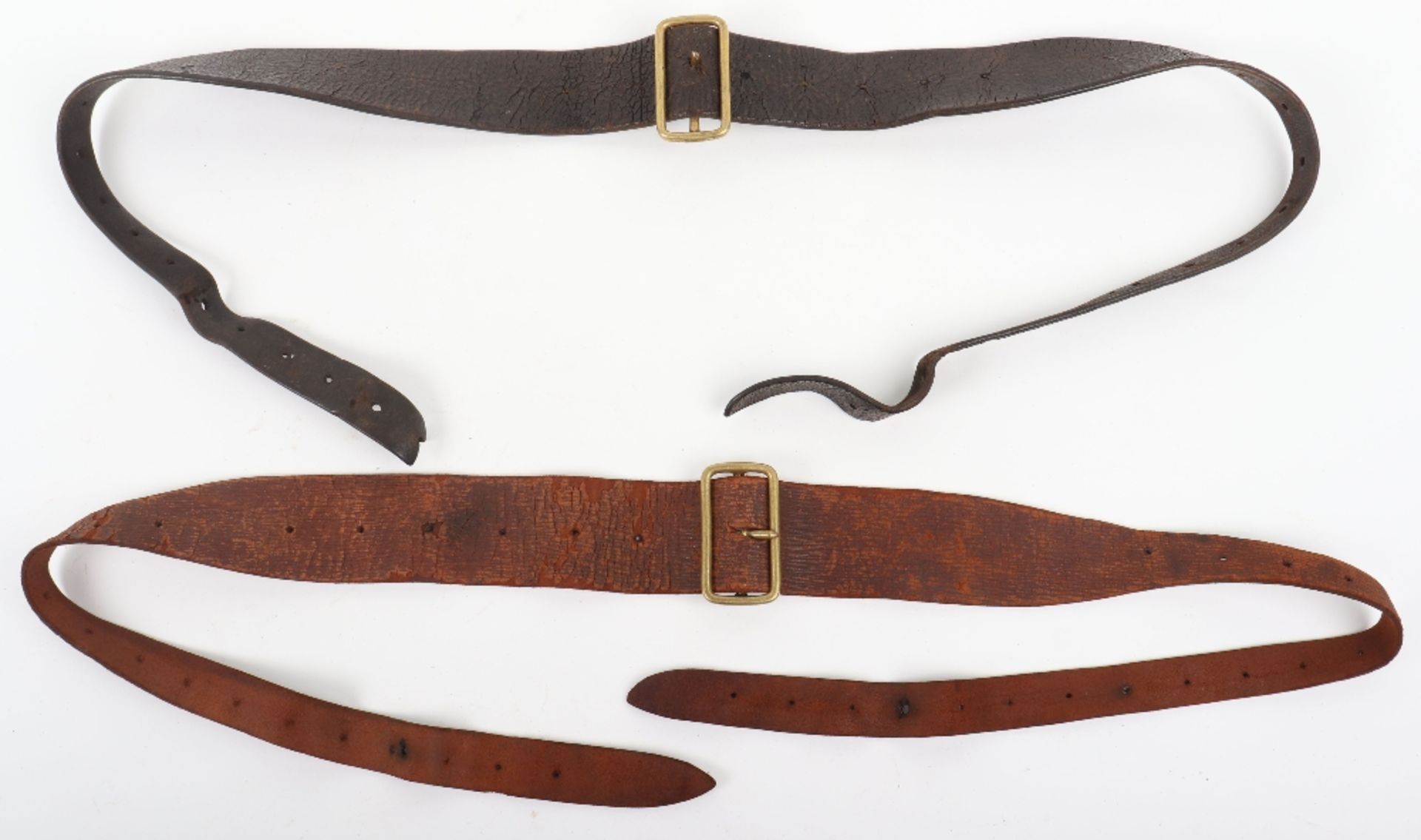 Scarce Miss-Matched Pair of 1914 Leather Braces