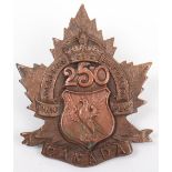 Rare WW1 Canadian 250th Overseas Battalion Canadian Expeditionary Force (C.E.F) Cap Badge