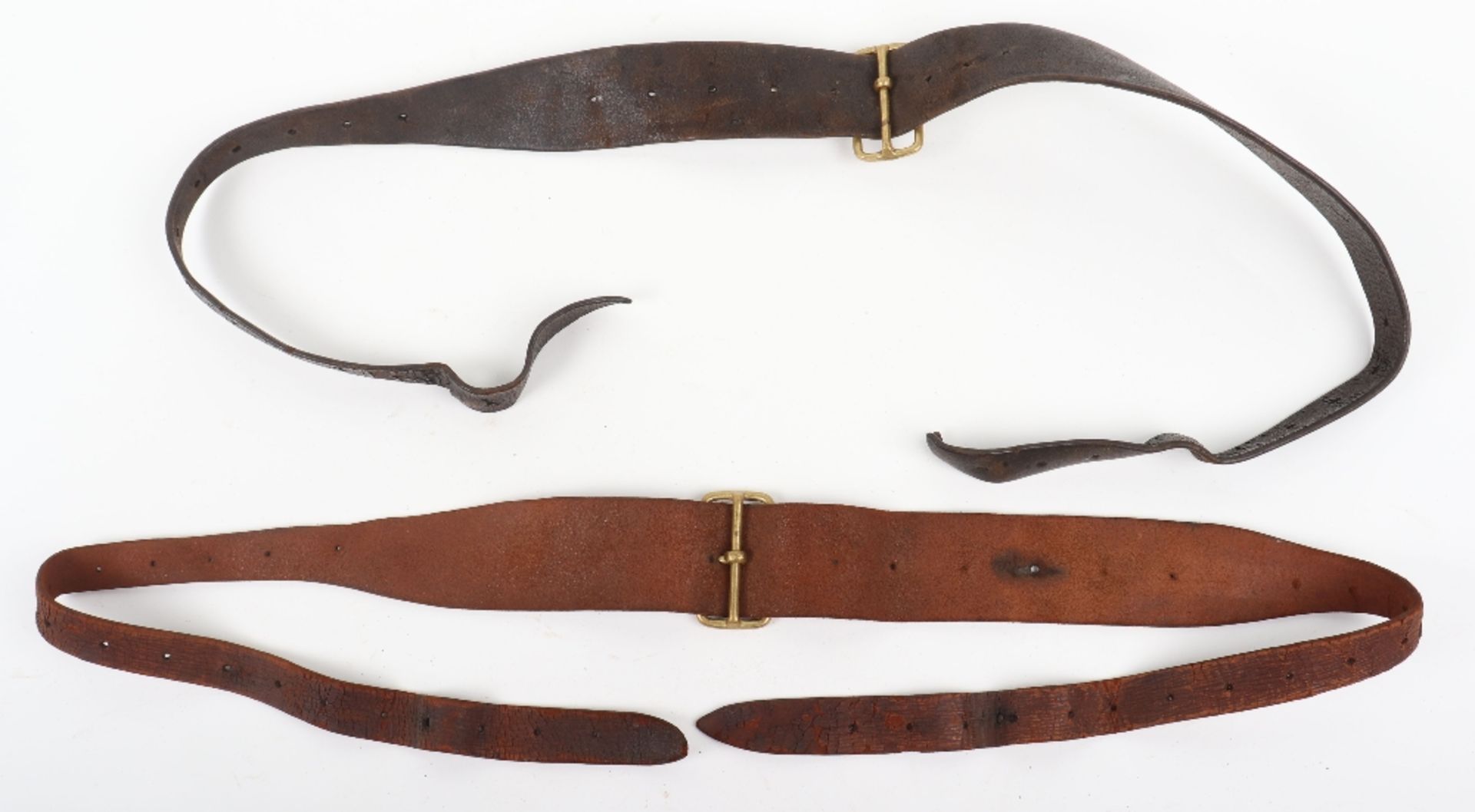 Scarce Miss-Matched Pair of 1914 Leather Braces - Bild 4 aus 8