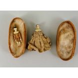 Two miniature painted wooden Grodnertal dolls, German circa 1820,