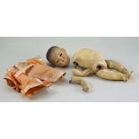 A.M ELLAR bisque head Oriental Baby doll, German circa 1915,