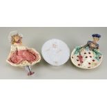 Three Bawdy china naughty novelties flipper trinket dishes, German circa 1905,