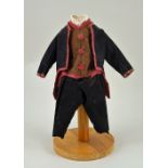 Early 18th century Gentleman’s black jacket and trouser suit,