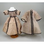 Two French fashion doll dresses, circa 1860,