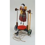 Rare American pull-along skipping doll on wheels, 1860s,