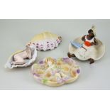 Two Bawdy naughty novelties flipper trinket dishes, German circa 1905,