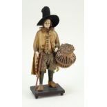 A very rare and early wax figure of a 17th century Country Gentleman, probably 1820s,