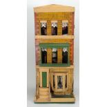Silber & Fleming painted wooden three storey box-back dolls house, German circa 1870,