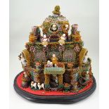 A unique and extravagant beadwork palace with glazed all bisque dolls, German circa 1890,