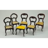 Five Rock & Graner tin-plate balloon-back chairs and stool, German 1870s,
