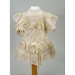 A good cream silk and lace dress for French Bebe, circa 1890,