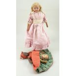 Early Poured wax shoulder head doll, circa 1860,