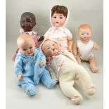 A.M 990 bisque head baby and four others, 1920s/30s,