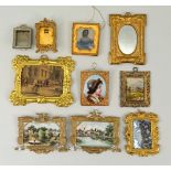 Seven miniature dolls house pictures, circa 1890,
