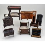 Collection of wooden dolls house furniture including Elgin of Enfield, 1910-1930,