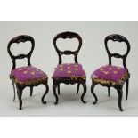Three Rock & Graner tin-plate balloon-back chairs, German 1870s,