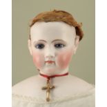 Early Jumeau bisque shoulder head fashion doll, French circa 1870-75,