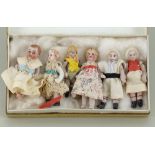Six miniature all-bisque dolls, German circa 1900,