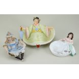 Three Bawdy china naughty novelties flipper trinket dishes, German circa 1905,