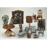 A good collection of miniature dolls house furniture and accessories, mostly German 1890s,