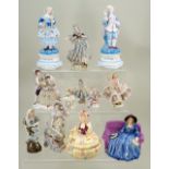 Collection of various bisque, glazed figurines, vases and ornaments, various dates,