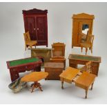 Collection of dolls house furniture, German circa 1890,