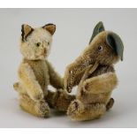 Schuco miniature Yes/No mohair Elephant and Cat, 1950s,