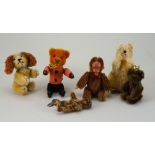 Schuco five miniature mohair animals,