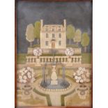 An early 19th century collage Grand Country House and Garden picture,