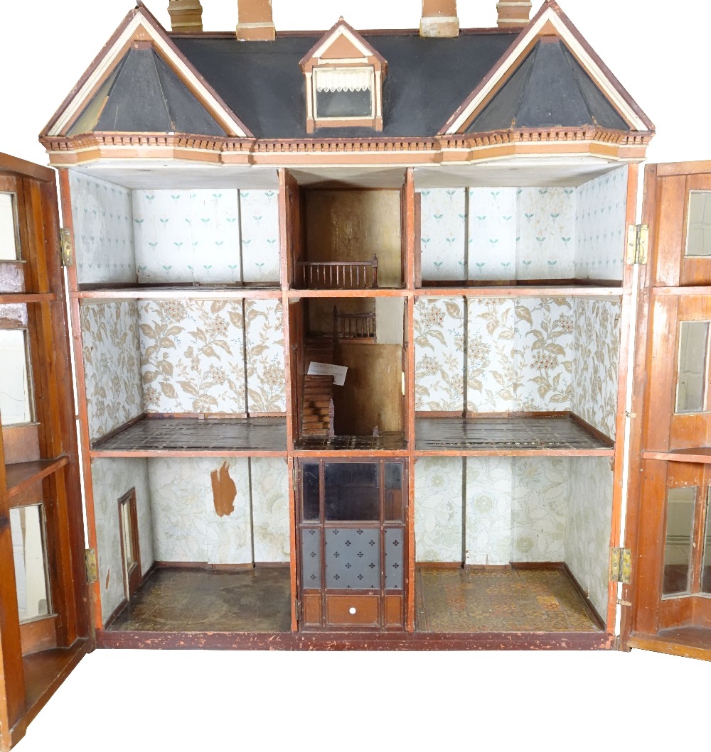 ‘Newick House’ a painted wooden English Town dolls house, circa 1880, - Image 3 of 9