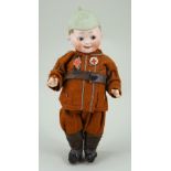 Rare Max Handwerck bisque headed Soldier doll with moulded helmet, German circa 1915,