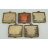 Five Miniature oil paintings for dolls house, German, circa 1890,