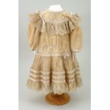 Pale pink and cream silk dress for French Bebe, circa 1890,