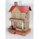A charming R.Bliss wooden and paper lithographed Dolls House, circa 1911,