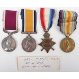 Great War 1914-15 Star Medal Trio & Army Long Service Good Conduct Group of Four Royal Artillery