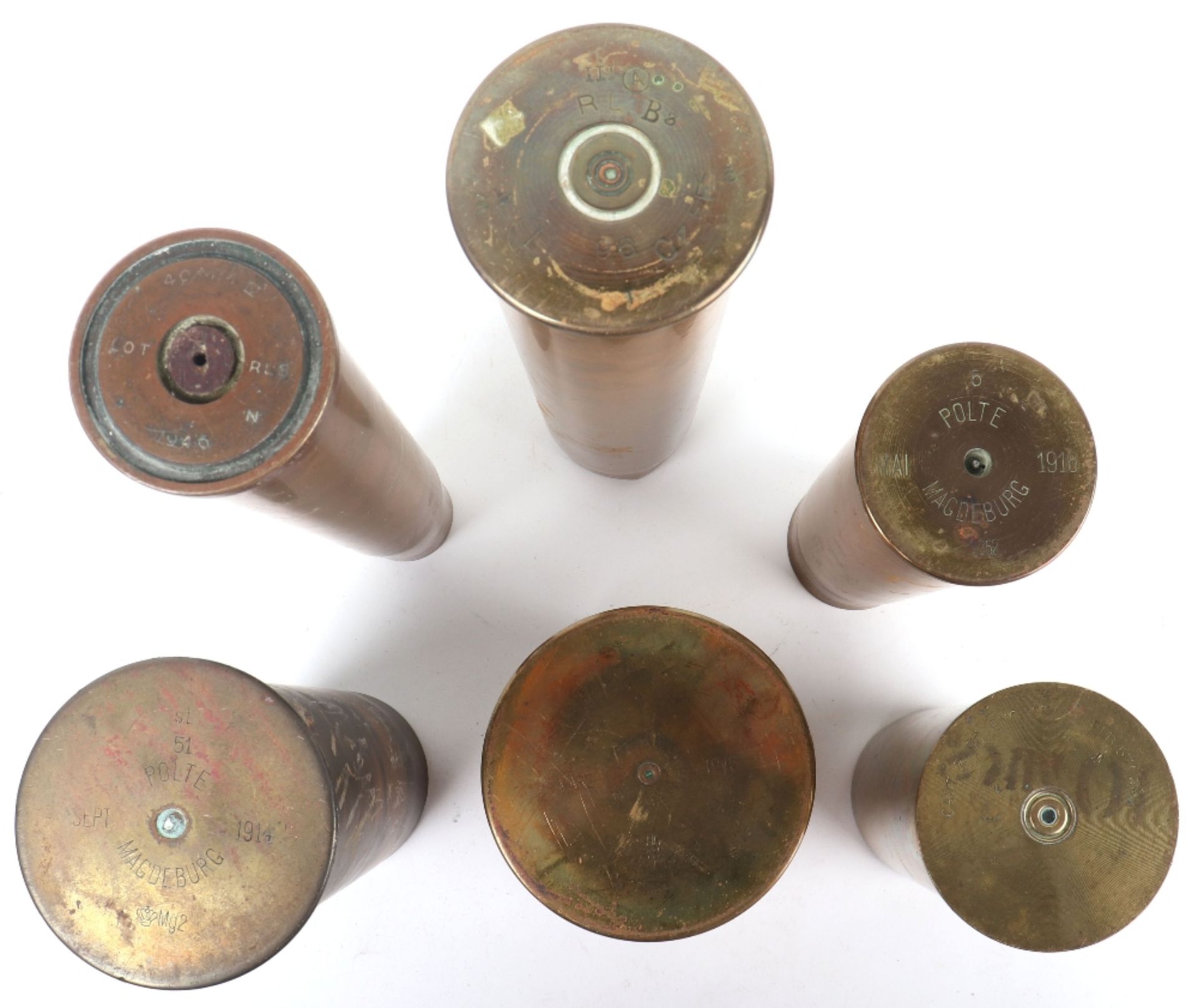 Three WW1 German Brass Shell Cases - Bild 4 aus 10