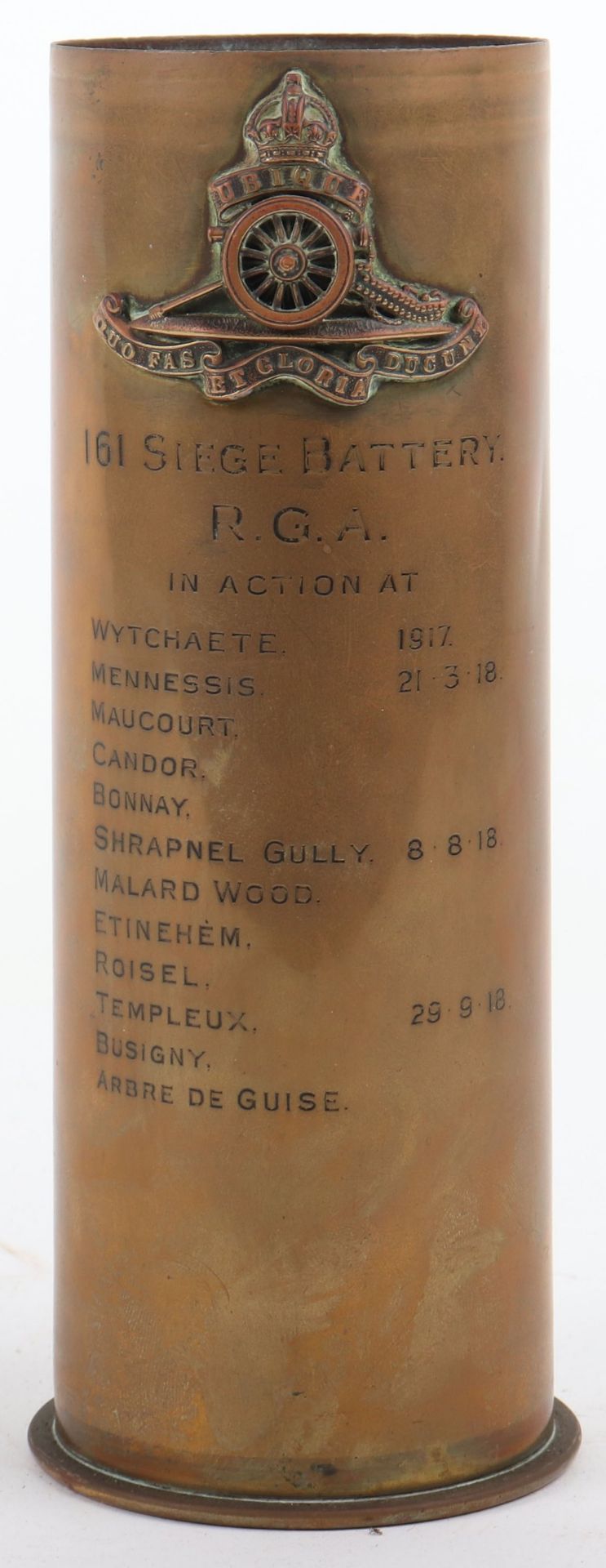 WW1 R.G.A. Trench Art Shell