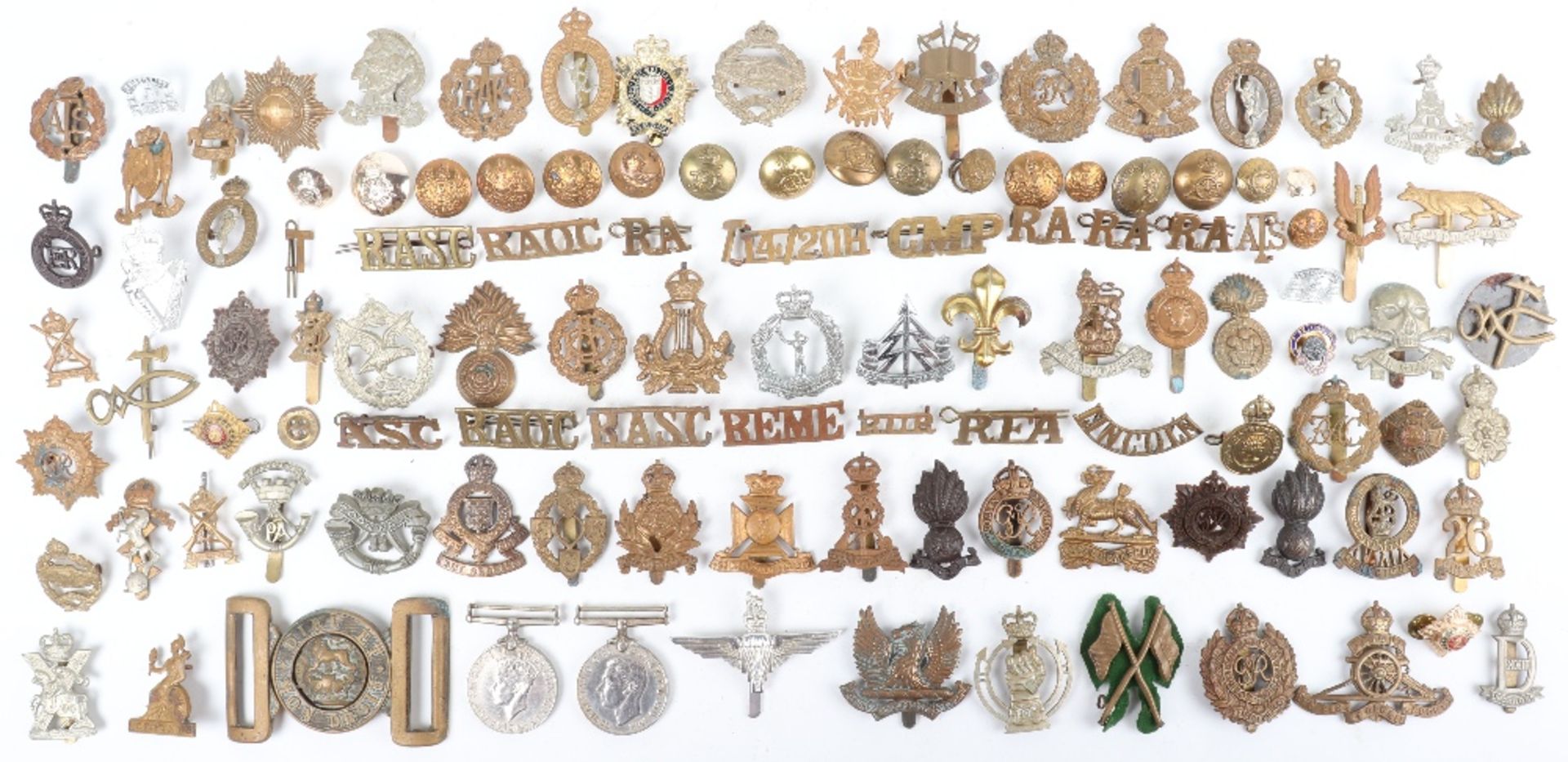 Box of mostly Military Badges
