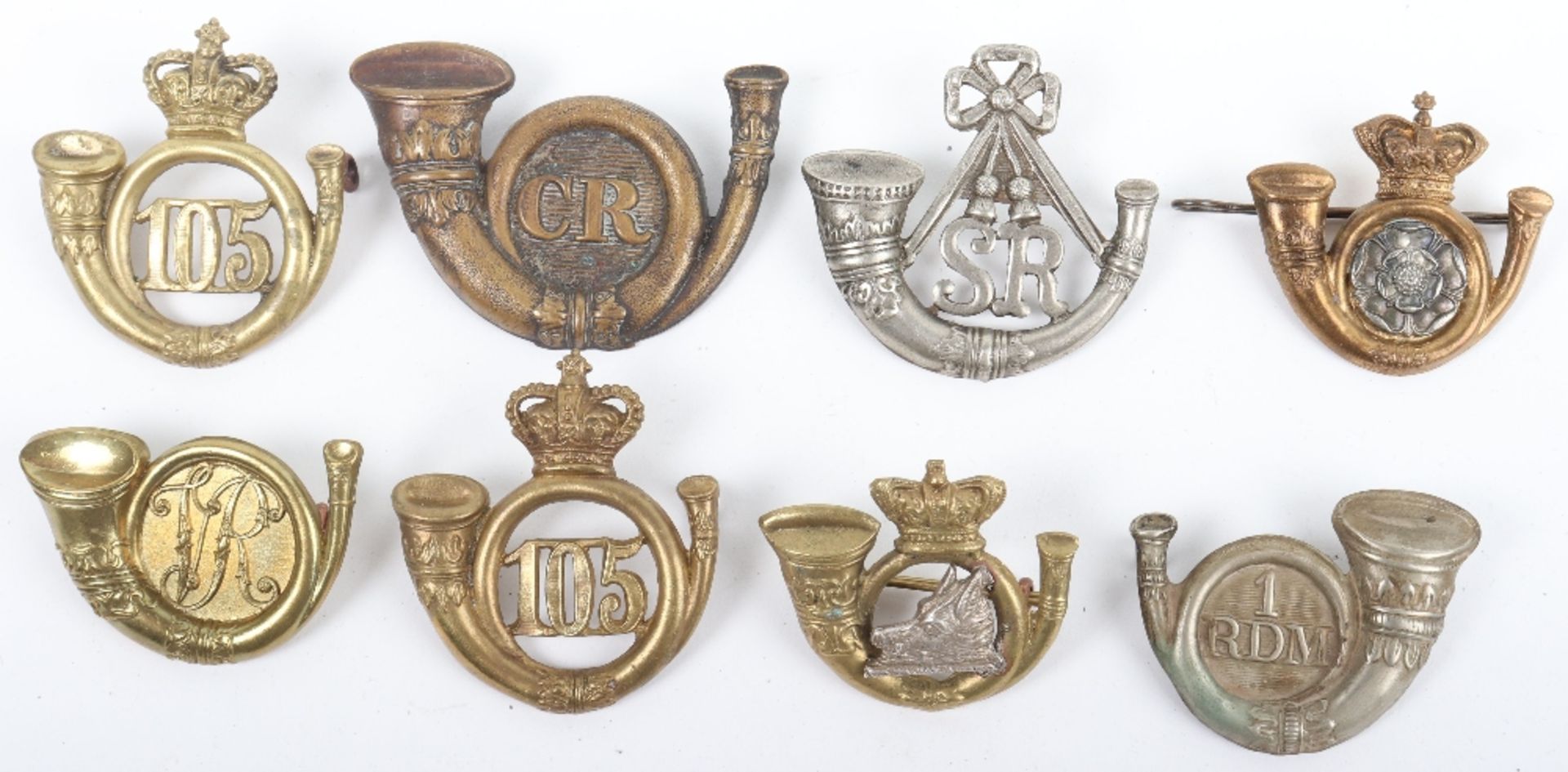 8x Victorian Light Infantry / Rifles Headdress Badges